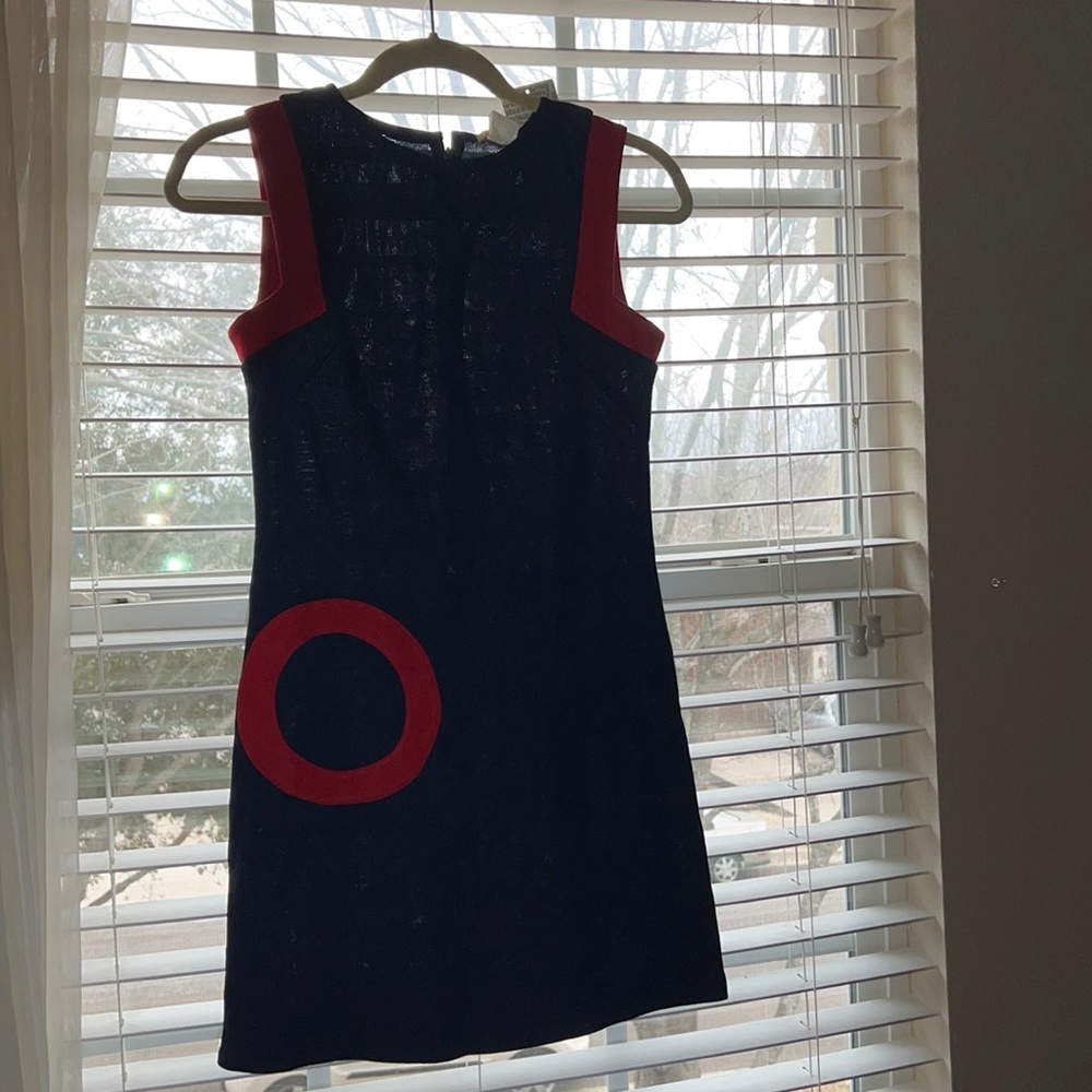 Urban outfitters - Navy Blue Sheath Midi Dress with circular pattern size small